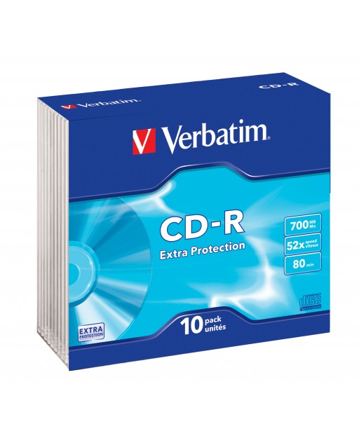 PACK DE 10 CD-R SLIM VERBATIM