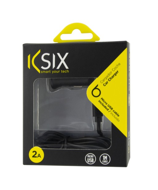 CHARGEUR DE VOITURE 2,1A + CABLE MICRO USB NOIR KSIX