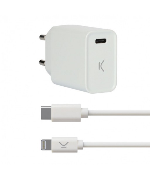 ADAPTATEUR USB SECTEUR POWER DELIVERY TYPE C 20W LIGHTNING KSIX ADAPTATEUR USB SECTEUR POWER DELIVERY TYPE C 20W LIGHTNING KSIX