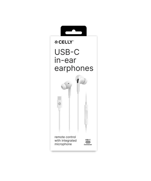 ECOUTEURS INTRAS TYPE C BLANC AVEC MICRO CELLY