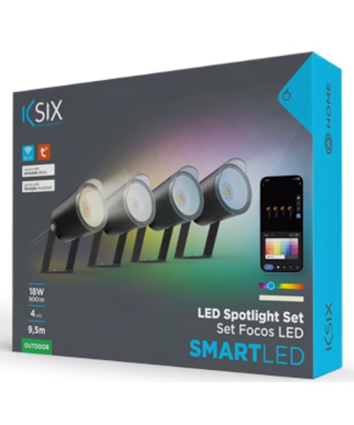 LOT DE 4 SPOTS SMART LED COULEURS IP65 9,5M KSIX LOT DE 4 SPOTS SMART LED COULEURS IP65 9,5M KSIX