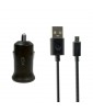 CHARGEUR DE VOITURE 2,1A + CABLE MICRO USB NOIR KSIX