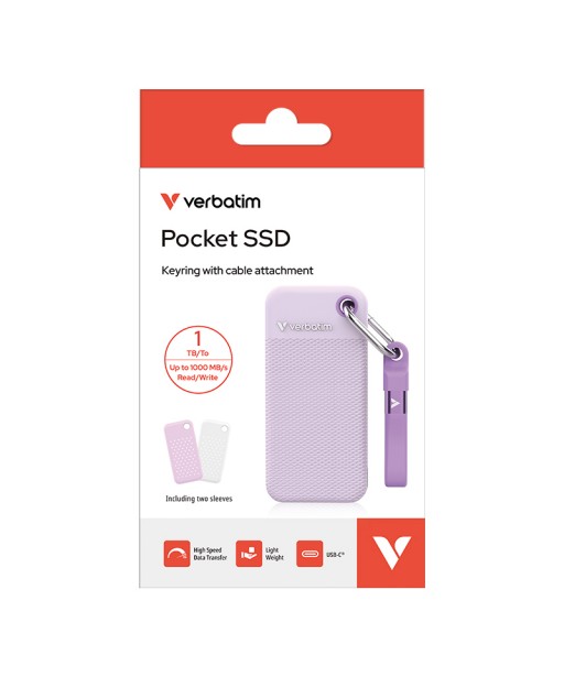 SSD POCKET USB 3.1 GEN2 1TE AVEC COQUES VIOLET VERBATIM