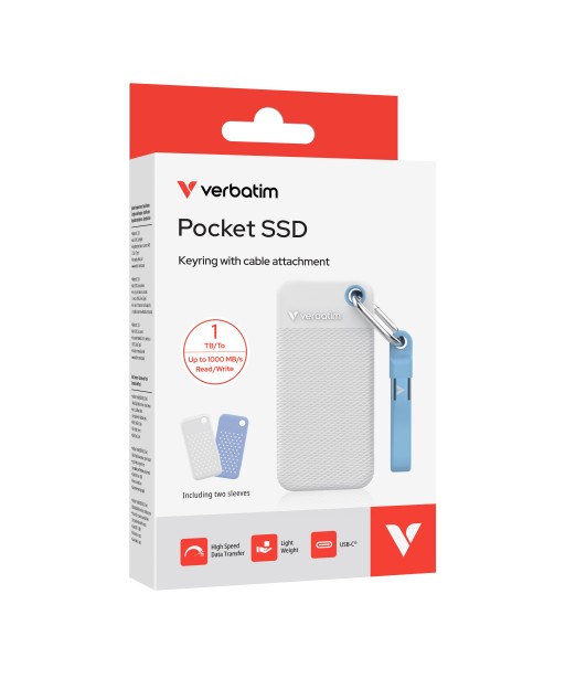 SSD POCKET USB 3.1 GEN2 1TE AVEC COQUES BLANC VERBATIM