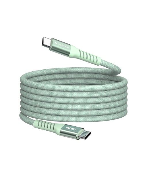 CABLE MAGNETIQUE ENROULABLE TYPE C 100W 1,2M VERT VERBATIM