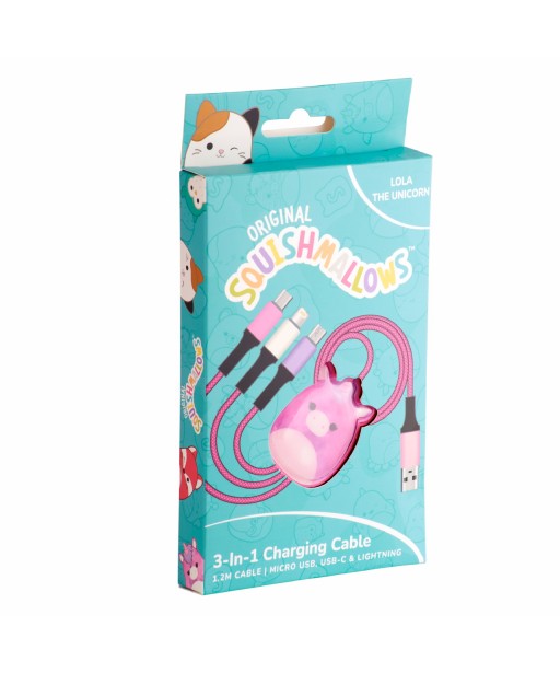 CABLE DE CHARGE 3EN1 1,2M LOLA SQUISHMALLOWS