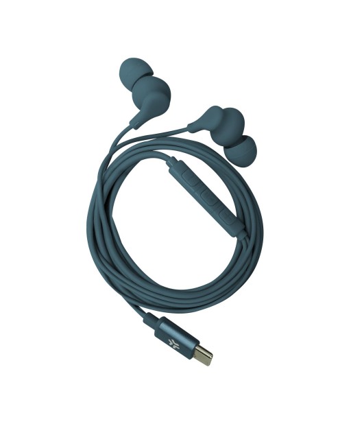 ECOUTEURS INTRAS COLOR  TYPE C BLEU AVEC MICRO CELLY