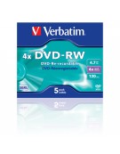 PACK DE 5 DVD-RW CRYSTAL VERBATIM