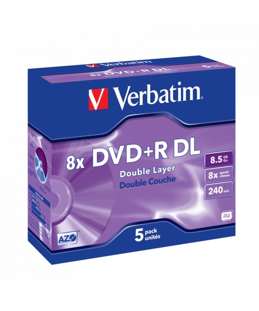 PACK DE 5 DVD DOUBLE COUCHE CRYSTAL VERBATIM