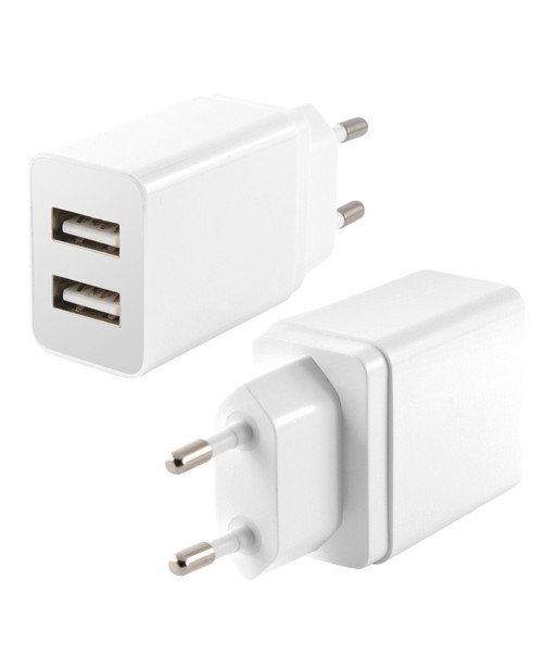 ADAPTATEUR 2 USB SECTEUR 12W 2,4A BLANC KSIX