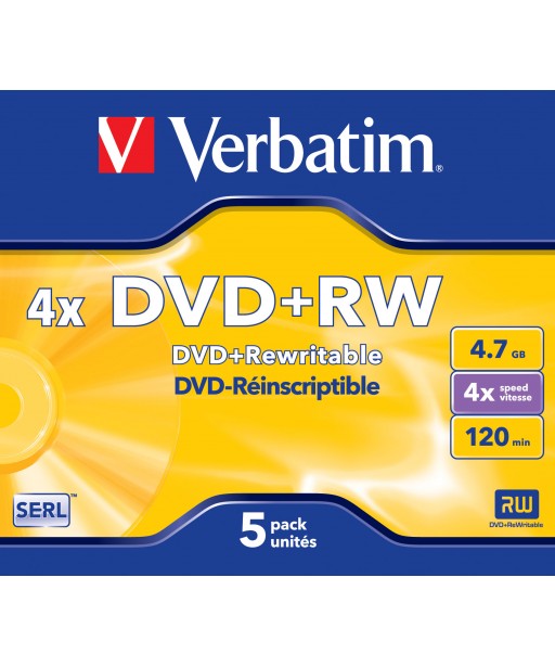 PACK DE 5 DVD+RW CRYSTAL VERBATIM