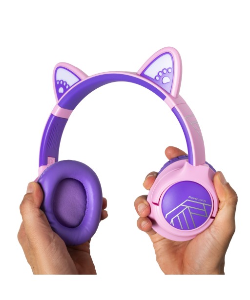 CASQUE BT5 ARCEAU BOBO CATS KIDS VIOLET ROSE POWERLOCUS