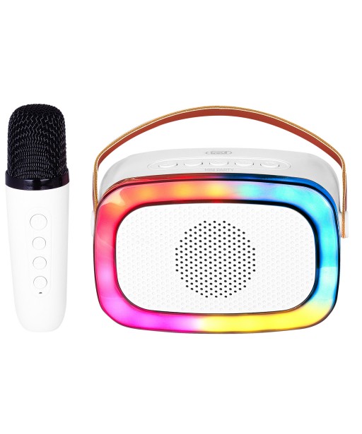 ENCEINTE NOMADE KARAOKÉ BLANCHE AVEC MIC XR 8A01 MINI PARTY TREVI