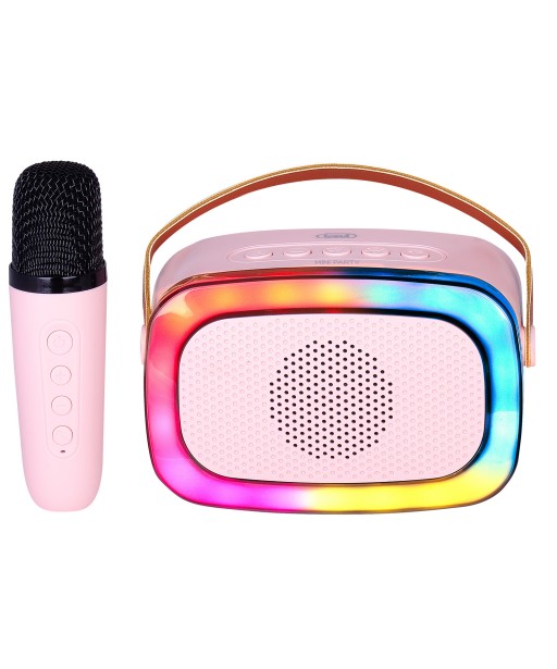 ENCEINTE NOMADE KARAOKÉ ROSE AVEC MIC XR 8A01 MINI PARTY TREVI