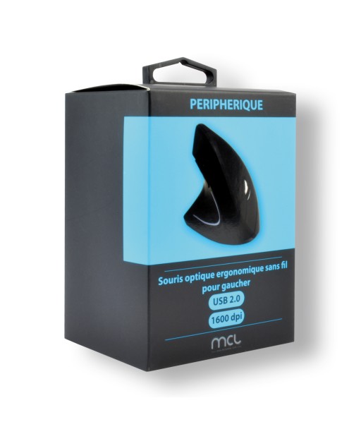 SOURIS SANS FIL ERGONOMIQUE GAUCHER 160DPI NOIRE MCL