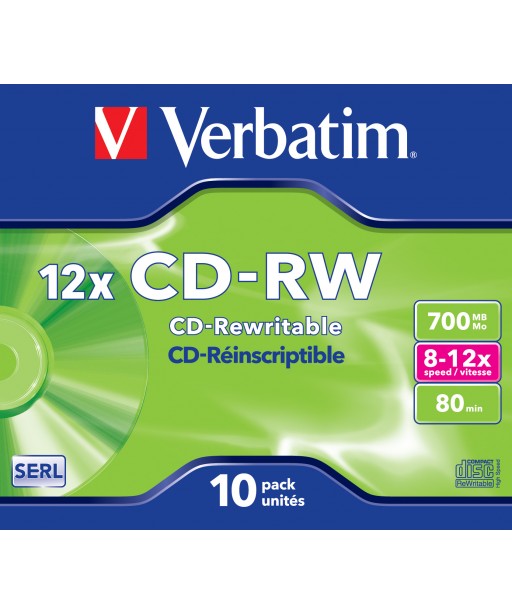 PACK DE 10 CD-RW CRYSTAL VERBATIM