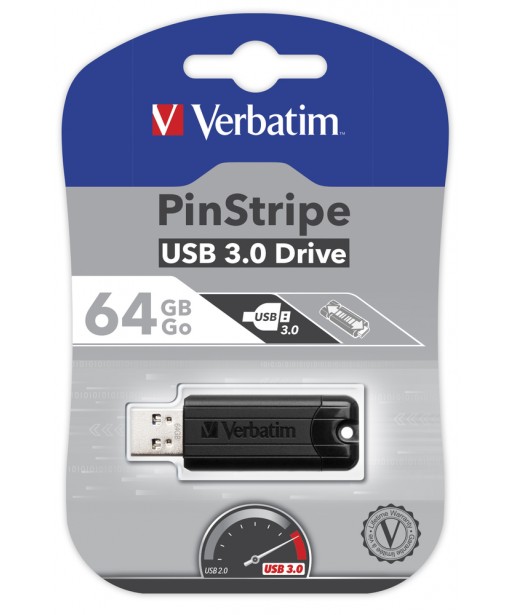 CLE USB PINSTRIPE USB3 64GB NOIRE VERBATIM