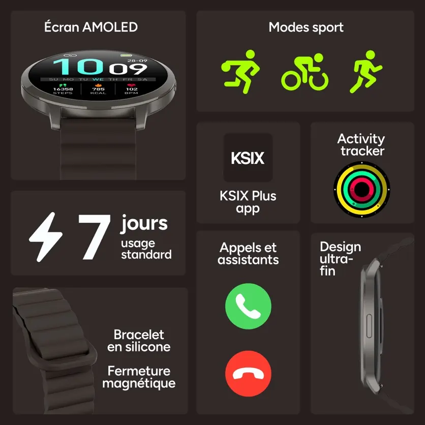 Montre connectee core 3 max noire — KSIX, vue 1