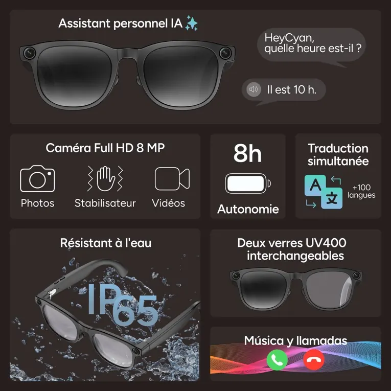Lunettes caméra spectrum AI noir — KSIX, vue 1