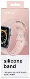 Bracelet silicone wbandsil pour apple watch ou compatible 38/40/41mm rose — CELLY, vue 2