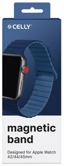 Bracelet silicone aimanté bicolore wbandmag pour apple watch 42/44/45mm bleu — CELLY, vue 4