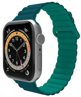 Bracelet silicone aimanté bicolore wbandmag pour apple watch 42/44/45mm vert — CELLY, vue 1