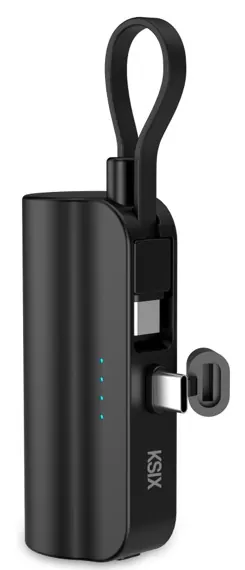 Power bank noire avec support 5000mah — KSIX, vue 3
