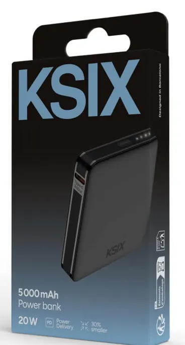 Power bank noire pocket size 5000mah pd20w — KSIX, vue 3