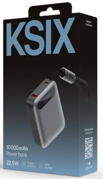 Power bank noire pulse 10 000 mAh PD22,5w — KSIX, vue 4