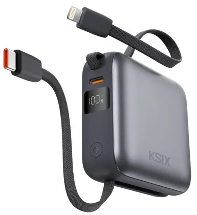 Power bank noire pulse dual 10 000mah pd22,5w — KSIX, vue 2
