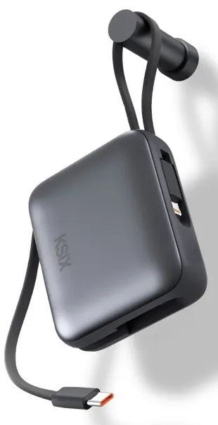 Power bank noire pulse dual 10 000mah pd22,5w — KSIX, vue 1