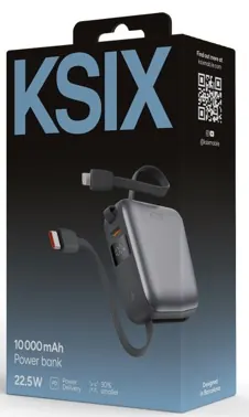 Power bank noire pulse dual 10 000mah pd22,5w — KSIX, vue 4