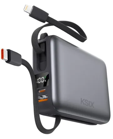 Power bank noire pulse dual 10 000mah pd22,5w — KSIX, vue 3