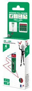 Pack de 4 accus LR06 aa rechargeable USB-C — WONDER, vue 3