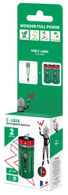 Pack de 2 accus lr20 d rechargeable USB c — WONDER, vue 4