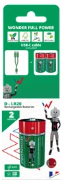 Pack de 2 accus LR20 d rechargeable USB-C — WONDER, vue 3