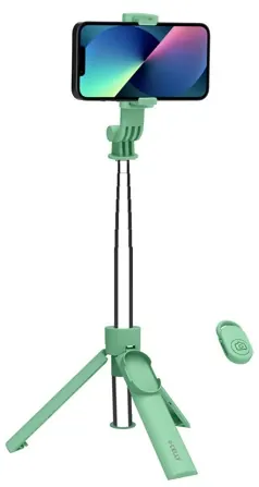 Trépied télécommande selfie stick vert — CELLY, vue 1