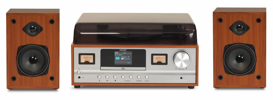Music center radio DAB+ cd aux vinyle mrd-52lw bois — DENVER, vue 1