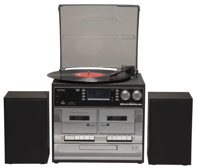 Music center radio DAB+ cd k7 bt aux vinyle mrd-166 noir — DENVER, vue 1
