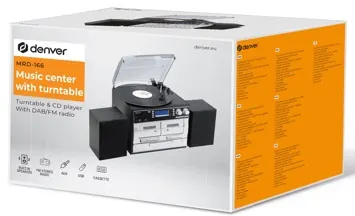 Music center radio DAB+ cd k7 bt aux vinyle mrd-166 noir — DENVER, vue 6
