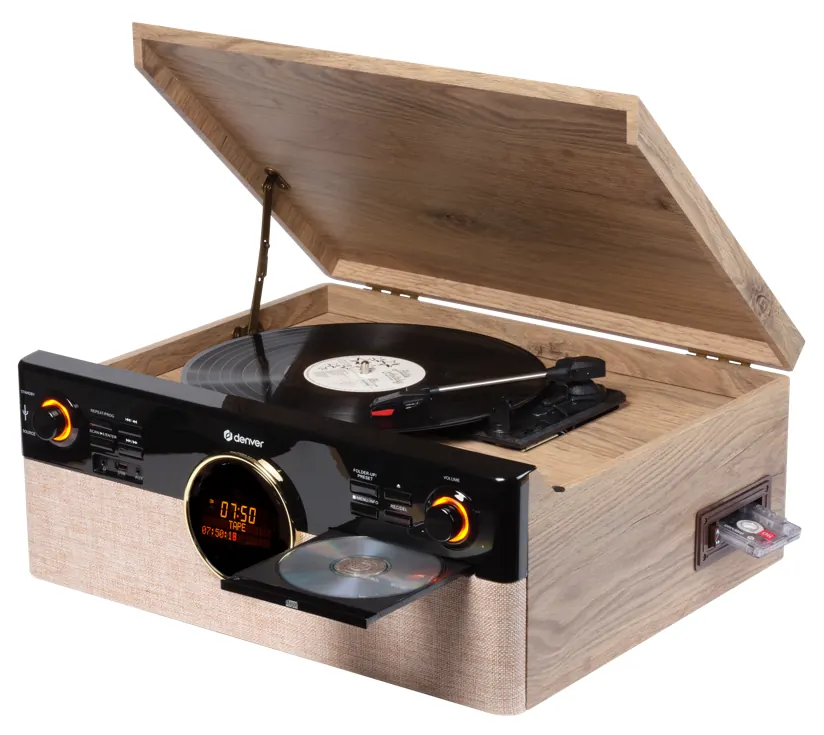 Music center radio DAB+ cd k7 bt aux vinyle mrd-166 noir — DENVER, vue 1