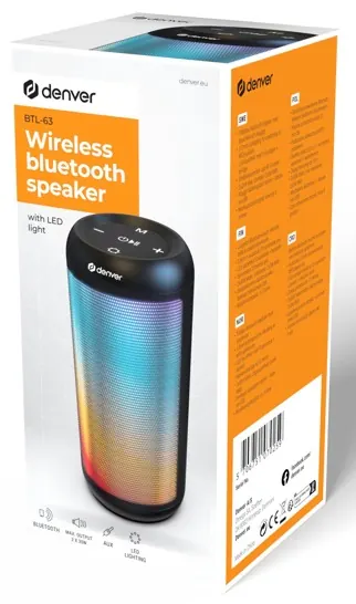 Enceinte bt 2x3w RGB USB msd aux btl-63 noire — DENVER, vue 1