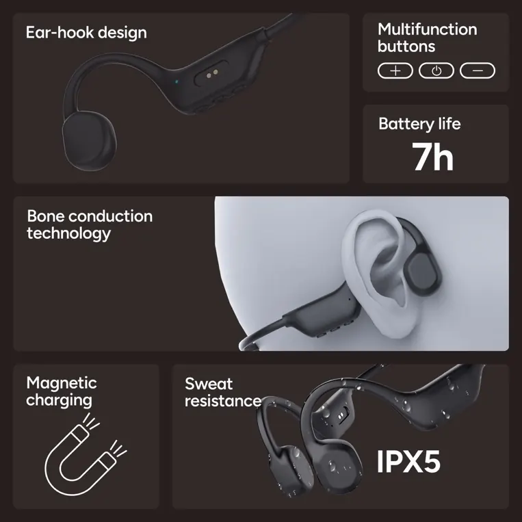 Casque bt a conduction osseuse noir astro 2 — KSIX, vue 1