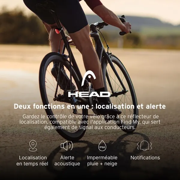 Réflecteur localisateur de vélo mytag noir — HEAD, vue 1