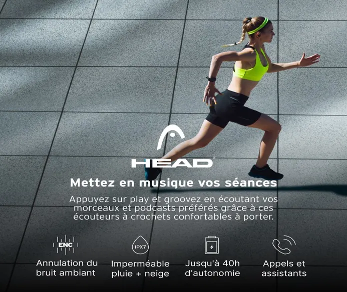 Ecouteur TWS sports ENC noir — HEAD, vue 1