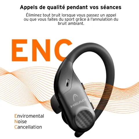 Ecouteur TWS sports ENC noir — HEAD, vue 3