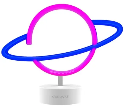Lampe néon table USB c saturne — MUITOMAS, vue 2