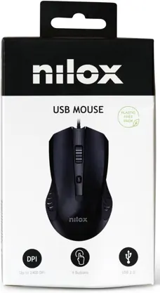 Souris filaire ergonomique 1200dpi noire — NILOX, vue 3
