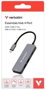 Hub USB-C 4 en 1 100w hdmi 4K — VERBATIM, vue 3