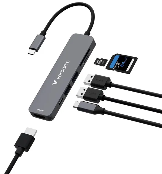 Hub USB c 6 en 1 hdmi 4K — VERBATIM, vue 2